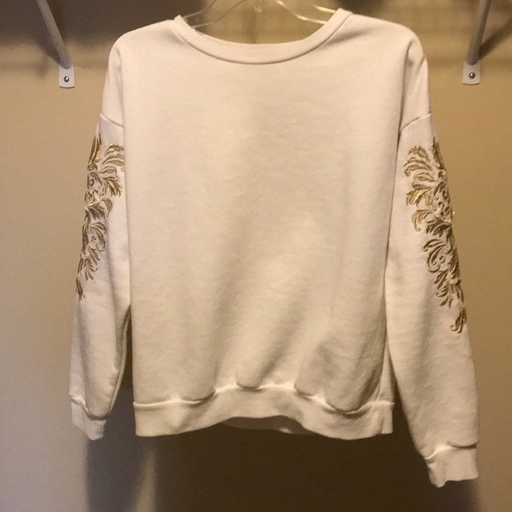Forever 21 White and Gold Sweatshirt